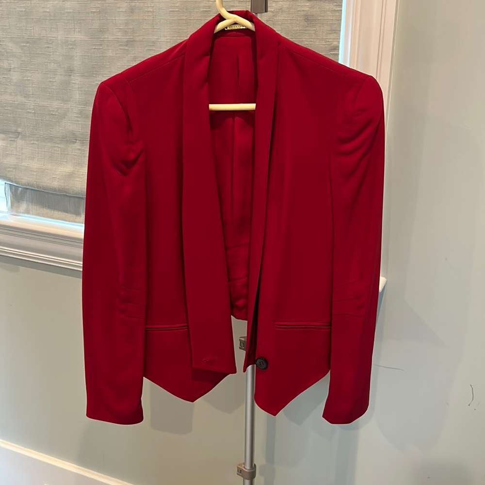 Rebecca Minkoff red silk blazer, size medium (fits like a 4-6)